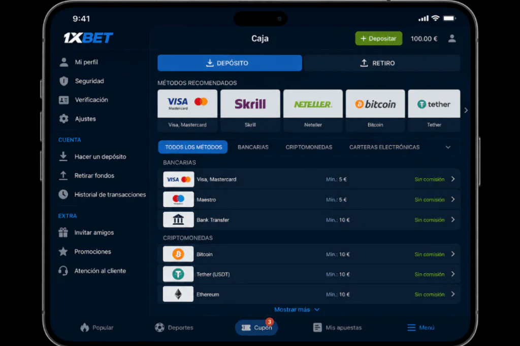Pagos móviles en 1xBet